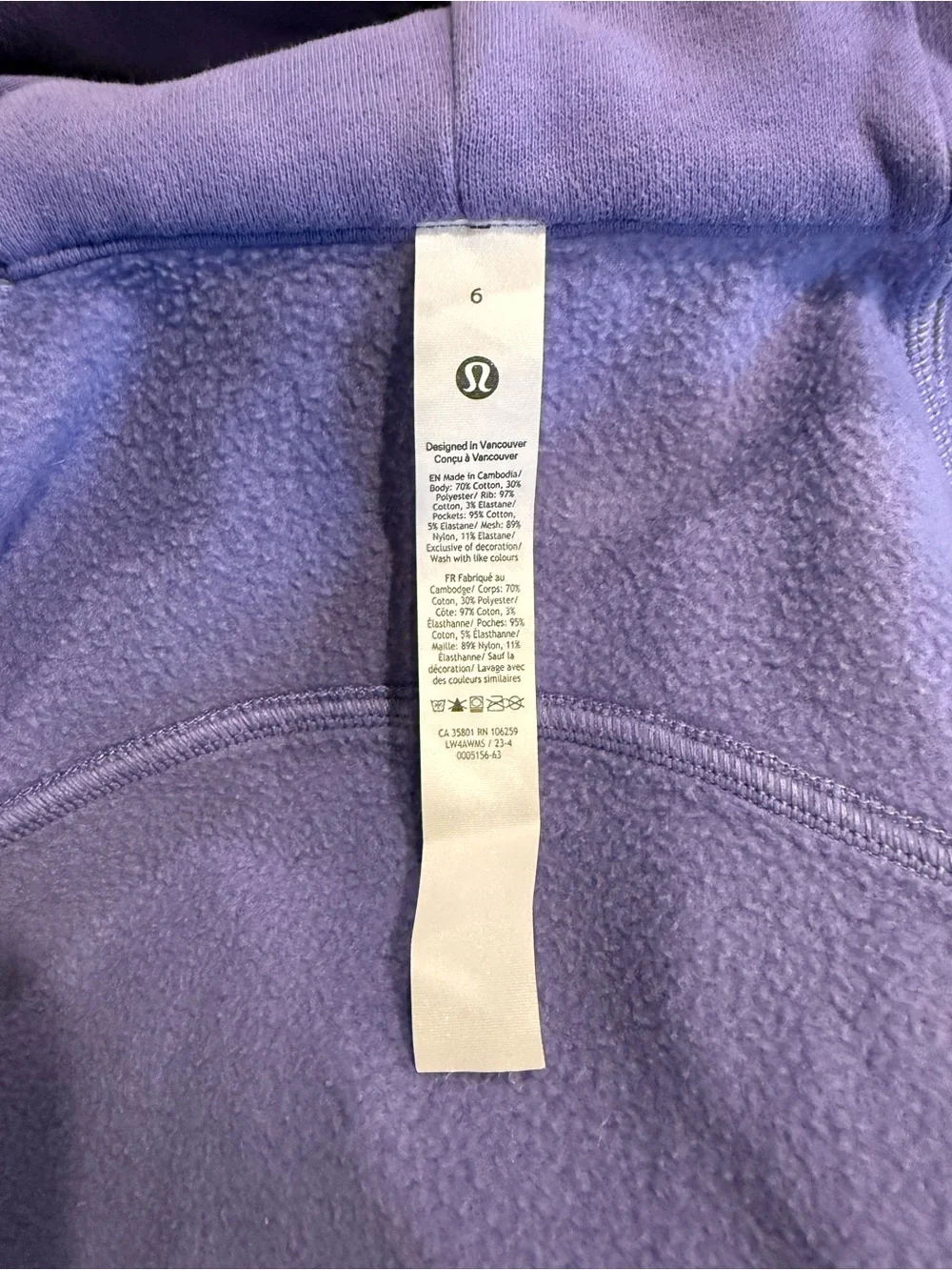 Lululemon Women’s Scuba Full-Zip Hoodie Jacket Mystic Iris Purple Sz 6